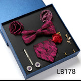 Fashion Men's Tie Gift Box Luxury Brand Necktie Bowtie Pocket Square Brooches Cufflinks Clips Suit For Party Wedding Man Gifts