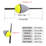 FREE FISHER 10pcs Lighted Fishing Floats Set Collection Cork Buoy Paulownia Wood Floats+ Plastic Stick Kit Buoyancy 2g 8cm Buoy