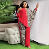 2023 Luxury New in Matching African Sets for Women Elegant Lady Evening Leopard Clothing Plus Size Dashiki Top and Pants Suits