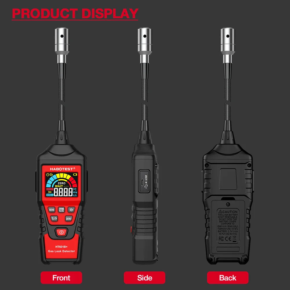 Gas Leak Detector Analyzer HT601A HT601B 9999 PPM 20% LEL LCD Sound & Screen Alarm Combustible Flammable Natural Methane Tester