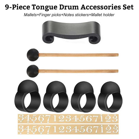 6 inch 11-Tone Steel Tongue Drum D-Key Hand Pan Drums with Drumsticks & 3 inch 6-Tone Percussion Music Instrument Drum Accessory