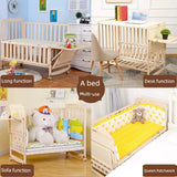 Zhitong Crib Solid Wood Paint-Free Multifunctional Bassinet Babies' Bed Newborn BB Bed Children's Bed with Mosquito Net Shaker