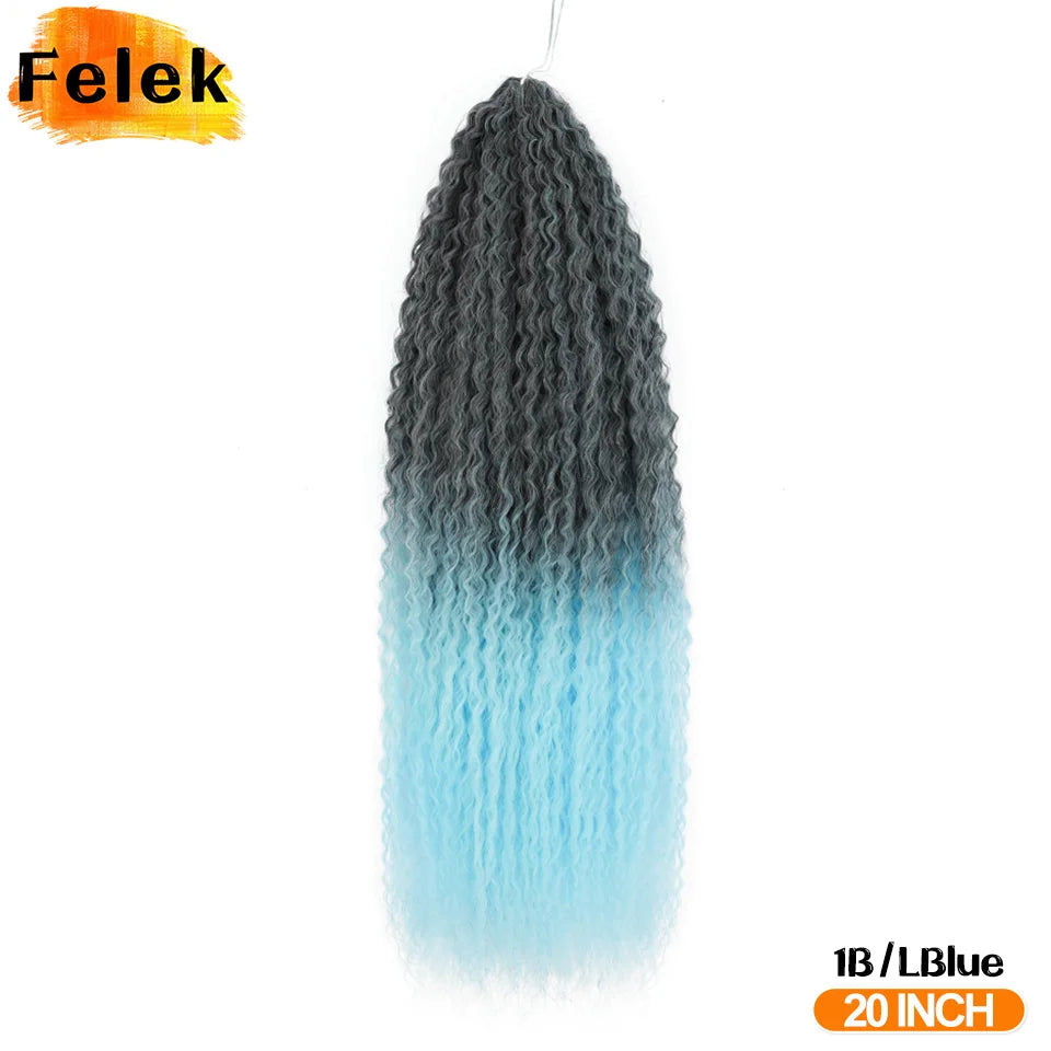 Brazilian Braids Synthetic Curl Hair Soft Braiding Extension 20-28 Inch Afro Crochet Hair Long Water Wave Ombre Color Hair Felek