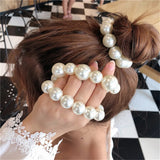 1Pc Korean Style Imitation Pearl Hair Rope High Elastic Fashion Simple Women Girls Beaded Stretch Bracelet Hair Ties