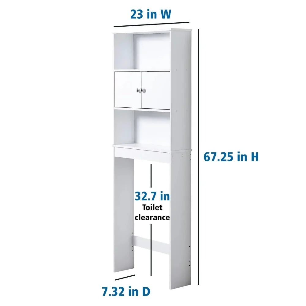 White 23 in. W Bathroom Space Saver Cabinet with 3 Fixed Shelves Over The Toilet Storage Bathroom Cabinets