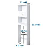 White 23 in. W Bathroom Space Saver Cabinet with 3 Fixed Shelves Over The Toilet Storage Bathroom Cabinets