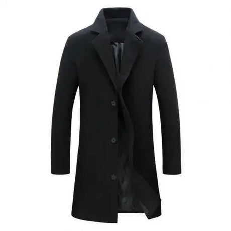 Autumn Winter Fashion Men's Woolen Coats Solid Color Single Breasted Lapel Long Coat Jacket Casual Overcoat Plus Size 5 Colors