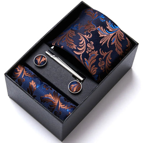 Brand Mix Colors Wholesale Silk Wedding Present Tie Pocket Squares Cufflink Set Necktie Box Floral Red Fit Group