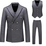 Men's Stripe Suit High Quality Gentleman Double Breasted Blazer 3 Pcs Set Slim Fit Wedding Male Blazer Jacket Coat Pants Vest