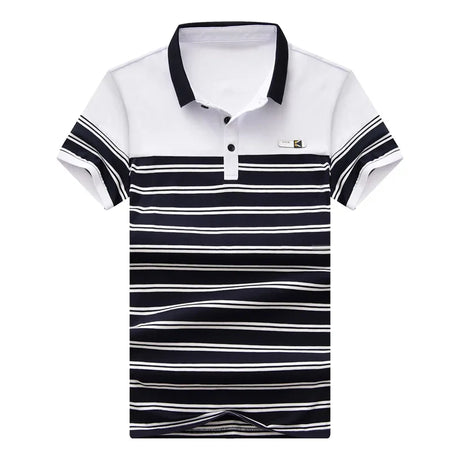 2023 New Summer Men Classic Striped Polo Mens Cotton Short-Sleeved Embroidered Business Casual Hot Polo Shirt Male Dropshipping