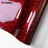 Carbon Fiber Film Glossy Forged Carbon Fiber Vinyl Wrap Car Accessories Red Self Adhesive Decal Stickers for Car Body Film 150cm