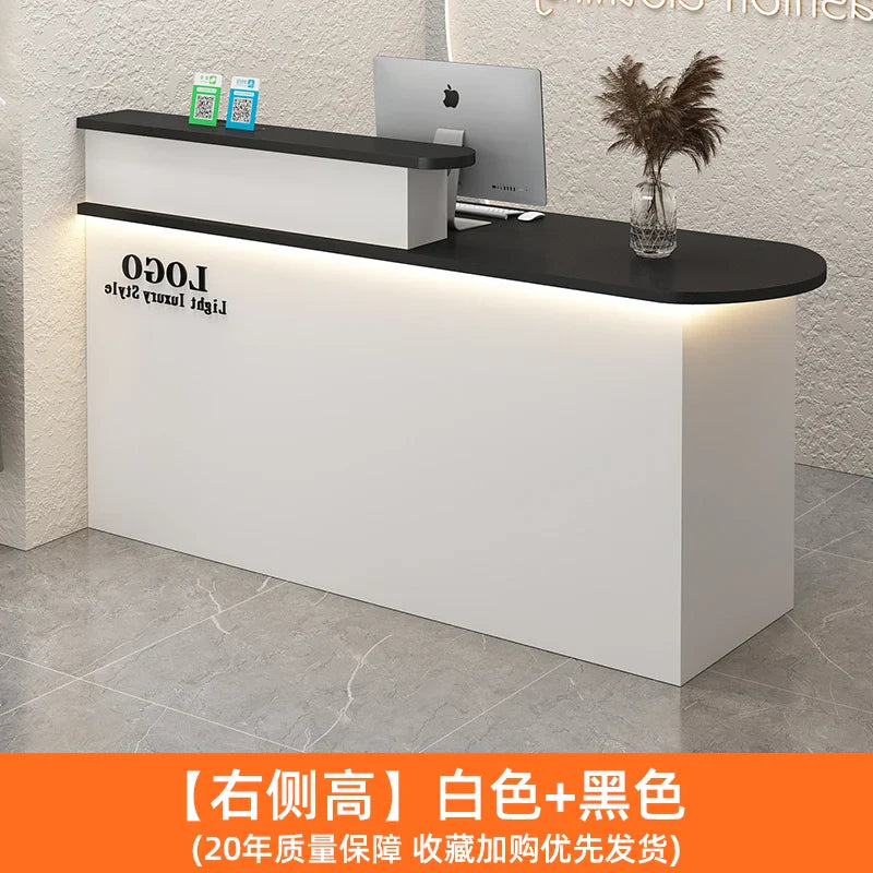 White Stylish Reception Desks Corner Light Bar Office Checkout Reception Desks Beauty Salon Mostrador Commercial Furniture