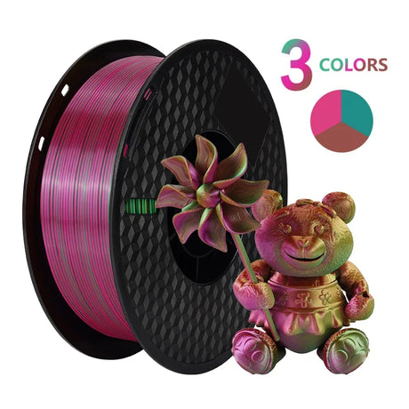 Tricolor 3D Printer Filament Silk PLA 3 Color for 3D Printing Plastic Materials 1.75mm 1KG Rainbow Spool No Bubble Multicolor