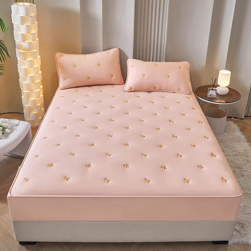 Super Thick Mattress Cover Quilted Embroidered Bed Cover Single/Queen/King Mattress Pad Cotton lencol cama casal Bed Sheets