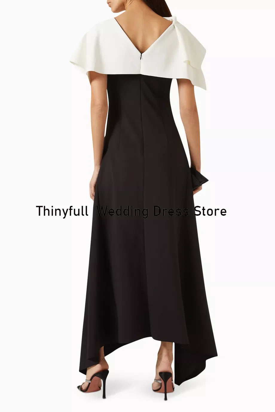 Thinyfull Black/White A-line Arab Prom Dresses Sleeveless Evening Party Gown Split Dubai Outfit Formal Occasion Dress