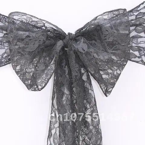 Elegant Lace Flower Chair Sashes 18x275cm White Black Beige Chairs Bow Ties for Banquet Wedding Party Chair Cover Decoration