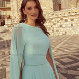 Elegant Chiffon Mother of the Bride Dresses O Neck Long Sleeves Wedding Party Gowns Beadings Ankle-Length A-Line فستان سهرة