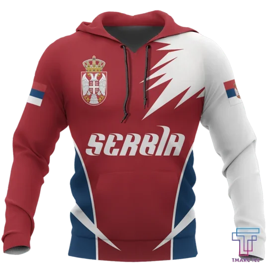 Serbia 3D hoodie National Flag Emblem Zipper Hoodie Custom Name 3D Zipper Hoodie Harajuku Pullover Streetwear Unisex Hoodie