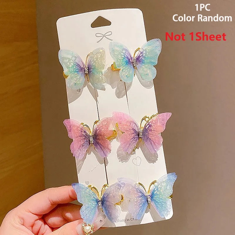 1pc Random Colorful Butterfly Hairpins Girl Hair Clips Barrettes Women Sweet Hair Ornament Rainbow Headwear Fashion Hair Accesso