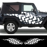 For Jeep Wrangler JK JL TJ YJ 2PCS Car Door Stickers Graphics Tire Tread Imprint Vinyl Film Decals Auto Body Tuning Accessories