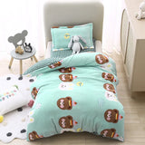 Baby Cartoon Print Bedding Set Duvet Covers Pillowcases Set Autumn Winter Warm Suede Bedclothes Bed Linen CP29