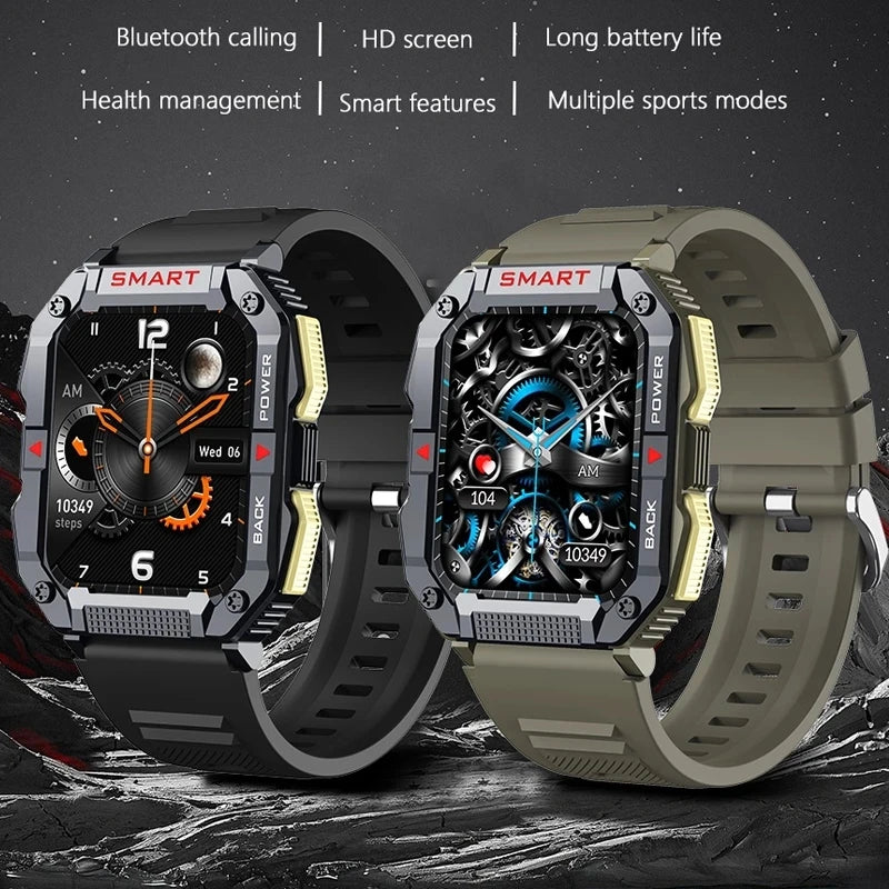 GPS Military Smart Watch Men Carbon Black Ultra Army Outdoor IP68 5ATM Waterproof Heart Rate Blood Oxygen Satm Smartwatch 2024