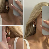 Waterdrop Chunky Hoop Earrings Dupes for Women Lightweight Gold Plated Smooth Stainless Steel Hollow Tear Drop Earring Jewelry