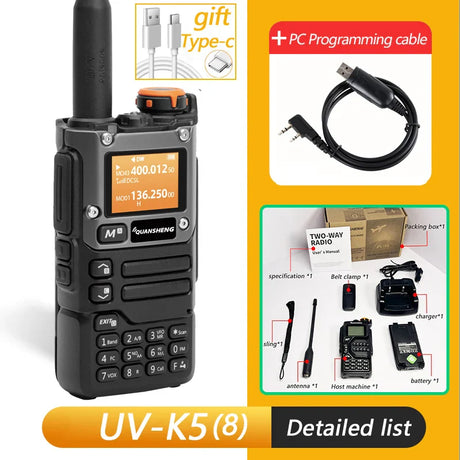 Quansheng UV K5 (8) Walkie Talkie Portable Am Fm Two Way Radio Commutator Station Amateur Ham Wireless Set Long Range Receiver