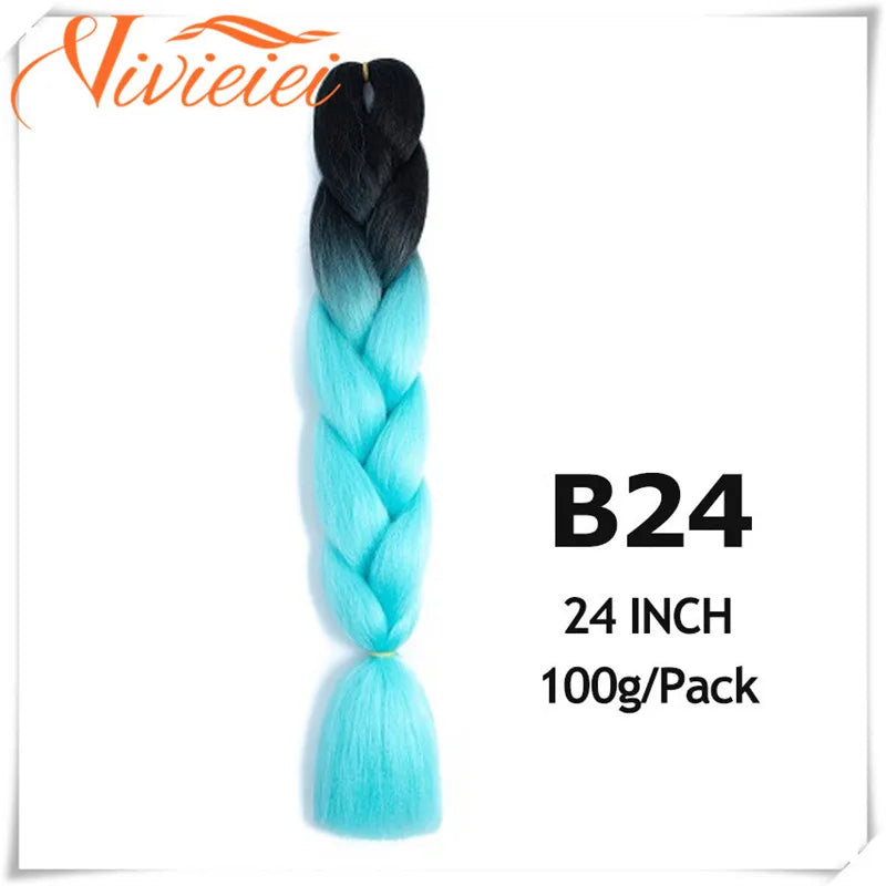 6 Pcs 24” Synthetic Braiding Hair Pink Jumbo Braids Hairstyles Purple Blue Blonde Ombre Hair Extensions For Women 100G/Pack