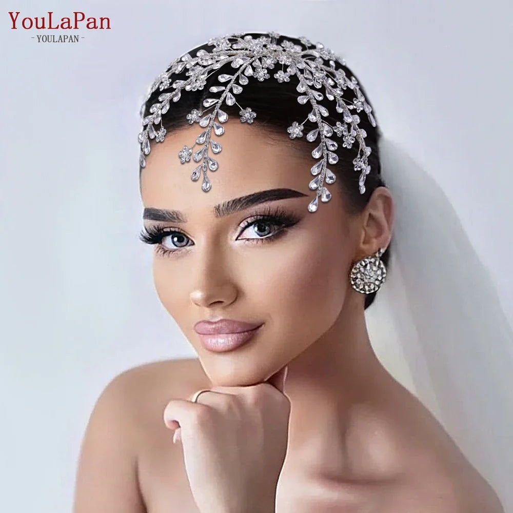 TOPQUEEN Rhinestone Bridal Comb Women Hair Clip Wedding Hair Accessories Pageant Tiara Headwear Bride Headpiece with Comb HP507