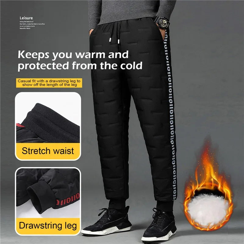 90% White Duck Down Padded Pants Drawstring Waist Winter Pants Thickened White Duck Down Padded Joggers Warm Winter Sweatpants