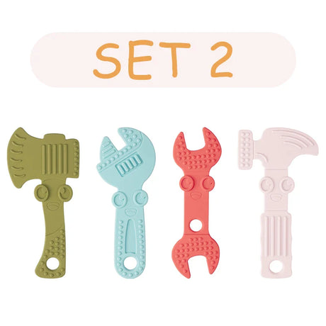 TYRY.HU 1set Silicone Teethers Tools Axe Wrench Hammer Food Grade BPA Free For Baby Teething Chew Charms Silicone Bead Toy Gift