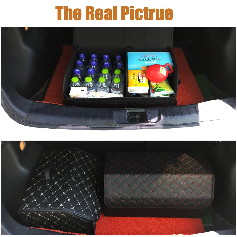 Car trunk storage box Large Capacity Auto Multiuse Tools Organizer Box Stowing Tidying Leather Folding For Emergency Storage Box