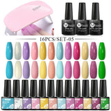 Mtssii  13/16Pcs Gel Nail Polish Set With 36W UV Lamp Dryer Manicure Kit Semi Permanent Soak Off Base Top Coat Nail Art UV Gel