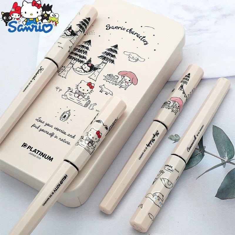 Japan Platinum Small Meteor Pen Sanrio Camping Time Exclusive Students' Calligraphy Practice Pen Gift Box