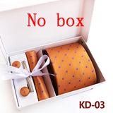 Luxury Tie Set Gift Box For Men Wedding Jacquard Necktie Square Clip Cufflinks Handkerchief Brezo Pour Teal Tie