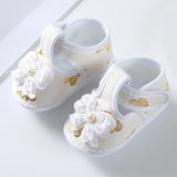 Newborn Baby Boy Girls Shoes Spring Autumn Lovely Floral Embroidery Anti-Slip Sneaker Crib Shoes Soft Cotton Cute First Walkers