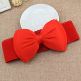 New Fashion Women Bowknot Cummerbunds Elastic Bow Wide Stretch Bukle Waistband Belt Girl Dress Accessories Waist Belts