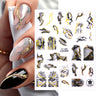 3D Silver Frame Nail Sticker Silver Bronzing Stripe Lines Sliders For Nails Tribal Pattern Decals Marble Blooming Nail Tattoos