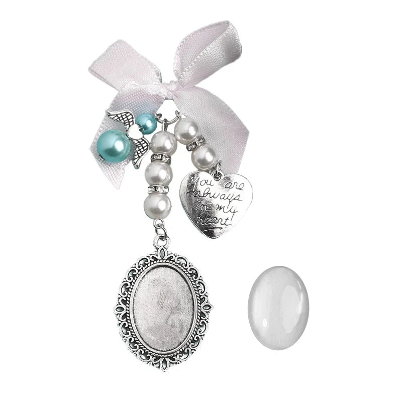 Wedding Bouquet Charm Lace Oval Bridal Bouquet Angel Charm Memorial Photo Charm You Are Always in My Heart Charm