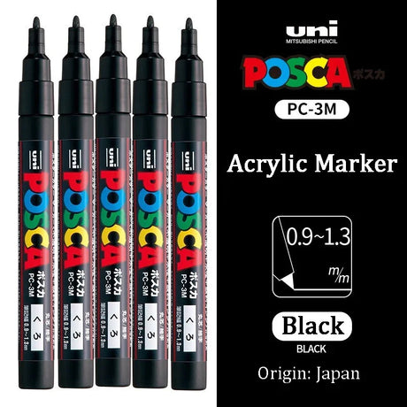 Uni Marker Pen, PC-3M Acrylic posca marcadores permanent marker graffiti paint pen For Rock Metal Leather Ceramic Glass Plastic