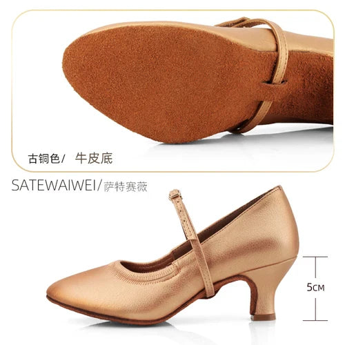 XIHAHA Women Modern Dance Shoes Girls Standard Dancing Shoes High Heeled Ballroom Latin Dance Shoes for Women 3.5 5 7CM Heel