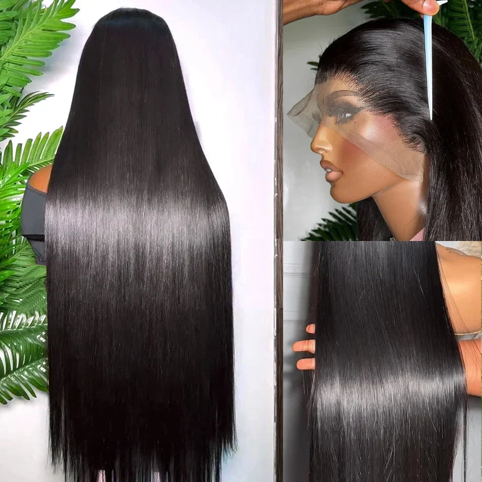 30 40 Inch 13x4 13x6 HD Transparent Straight Lace Front Wigs Human Hair 250%  Ready To Wear Glueless 5x5 Closure Wig For Women