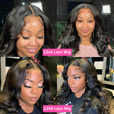 13X6 Hd Transparent Lace Frontal Wig 30Inch Body Wave Lace Front Human Hair Wigs 200% Density 4x4 Lace Closure Wigs For Women