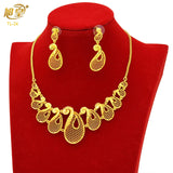 XUHUANG African Big Luxury 4PCS Dubai Gold Color Jewelry Necklace Sets For Women Bridal Wedding Sets 2023 Trend Jewellery Gifts