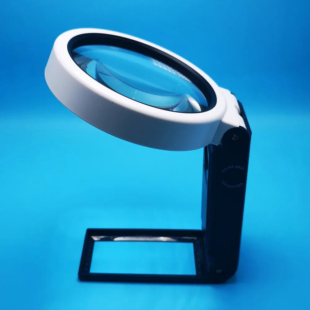 6X 25X Foldable Magnifying Glass with 8 Led Lights for Reading,Jewelry Appraisal, Welding and Helping Hand Soldering Magnifier