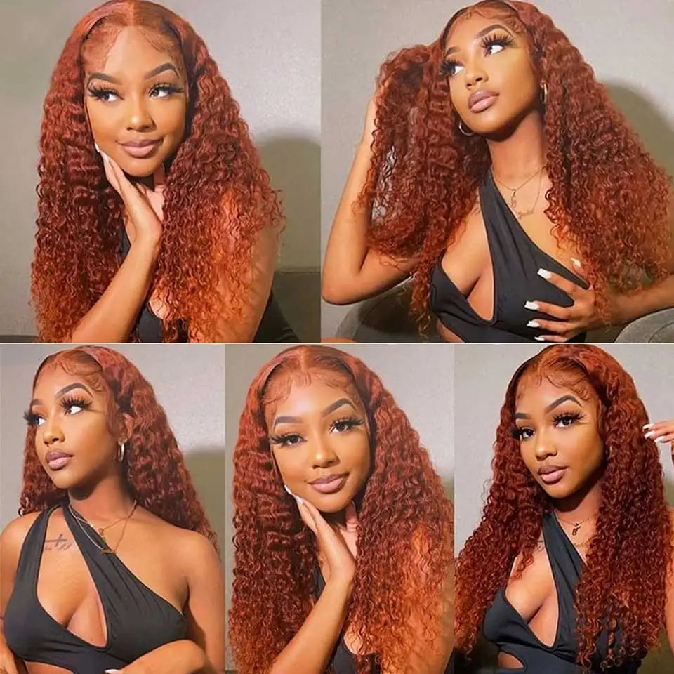 Ginger 360 Full Lace Front Human Hair Wigs 34 Inch Deep Wave Frontal Wig Curly Human Hair Wig 13x4 13x6 HD Lace Frontal Wig