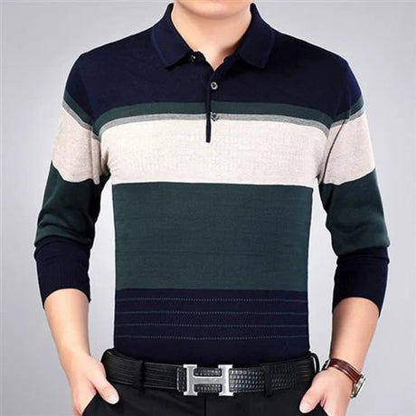 Spring Autumn New Printing Trend T Shirt Tops Long Sleeve Polo Neck Plus Size Loose Pullovers Vintage Fashion Men Clothing