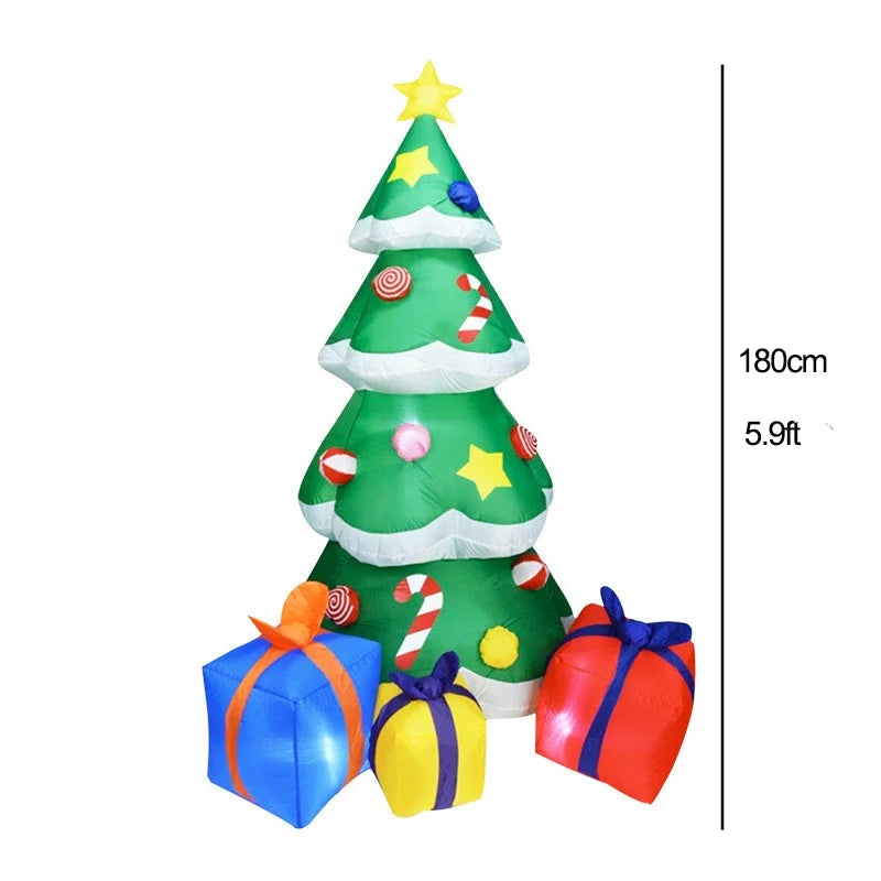 Christmas Inflatable Decoration Santa Claus Snowman Hot Air Balloon LED Lighted Snowing Inflatable Toy New Year Xmas Party Decor