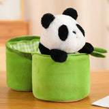 NEW Kawaii Bamboo Tube Panda Set Plush Toy Cute Plushies Stuffed Animal Bear Doll Reversible Design Children's Birthday Gift